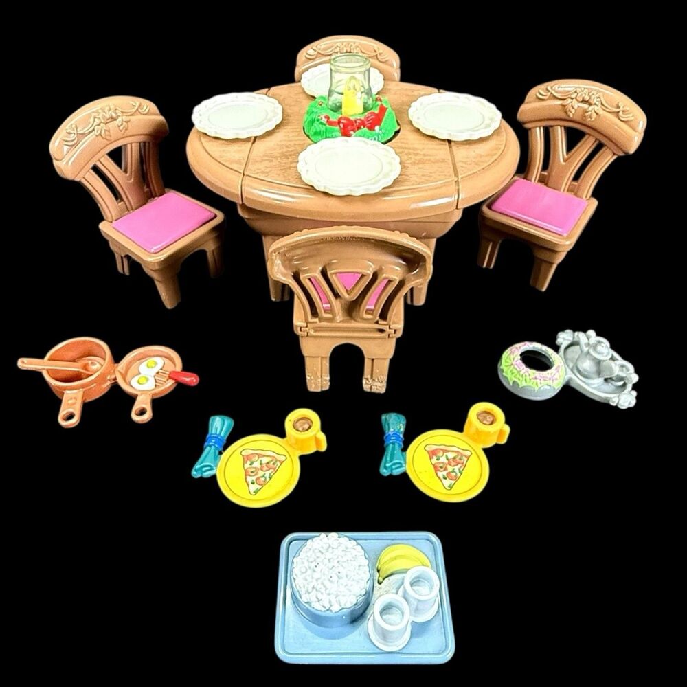 Vintage Fisher Price Loving Family Celebration Dining‎ Room and Food Accessories